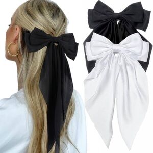 NWT A New Day Ivory Satin Bow Hair Barrette Clip Hair Accessory Holiday Christma